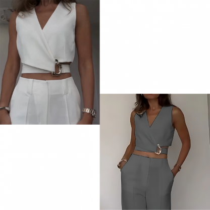 BELKOMPL-BEL-L//XL, Elegante top bianco con design unico - Image 2