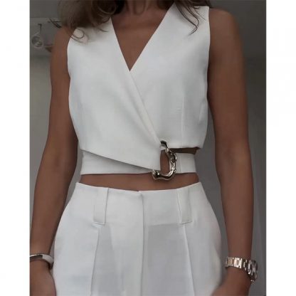 BELKOMPL-SIV-L/XL, Elegante top bianco con design unico - Image 3