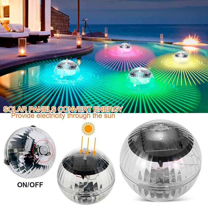 La luce LED può essere posizionata nell'acqua, appesa o posizionata a terra o su qualsiasi altra superficie - all'aperto, si ricaricherà automaticamente con l'energia solare durante il giorno e inizierà a illuminarsi di notte!