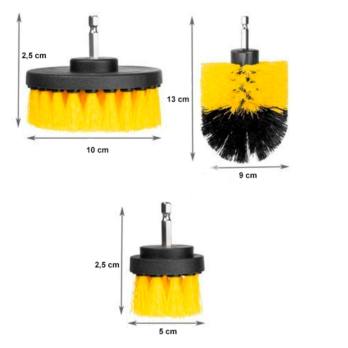 BrushDrill, Set di spazzole per la pulizia - 3 diversi accessori per trapano elettrico - Image 2