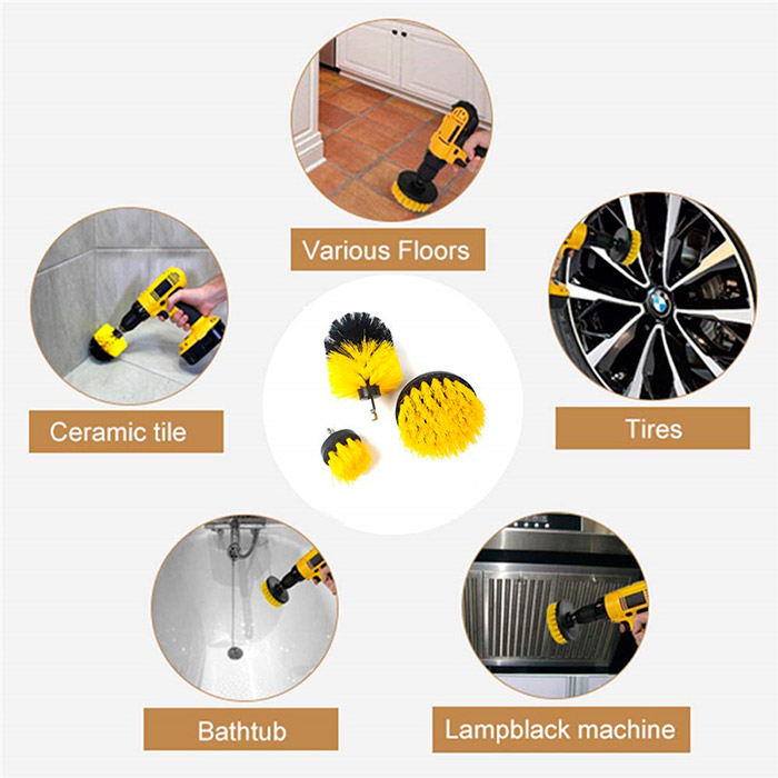 La spazzola elettrica è adatta a una varietà di superfici - tappeti, elementi della cucina, piastrelle del bagno, pneumatici auto, pavimenti, ecc.