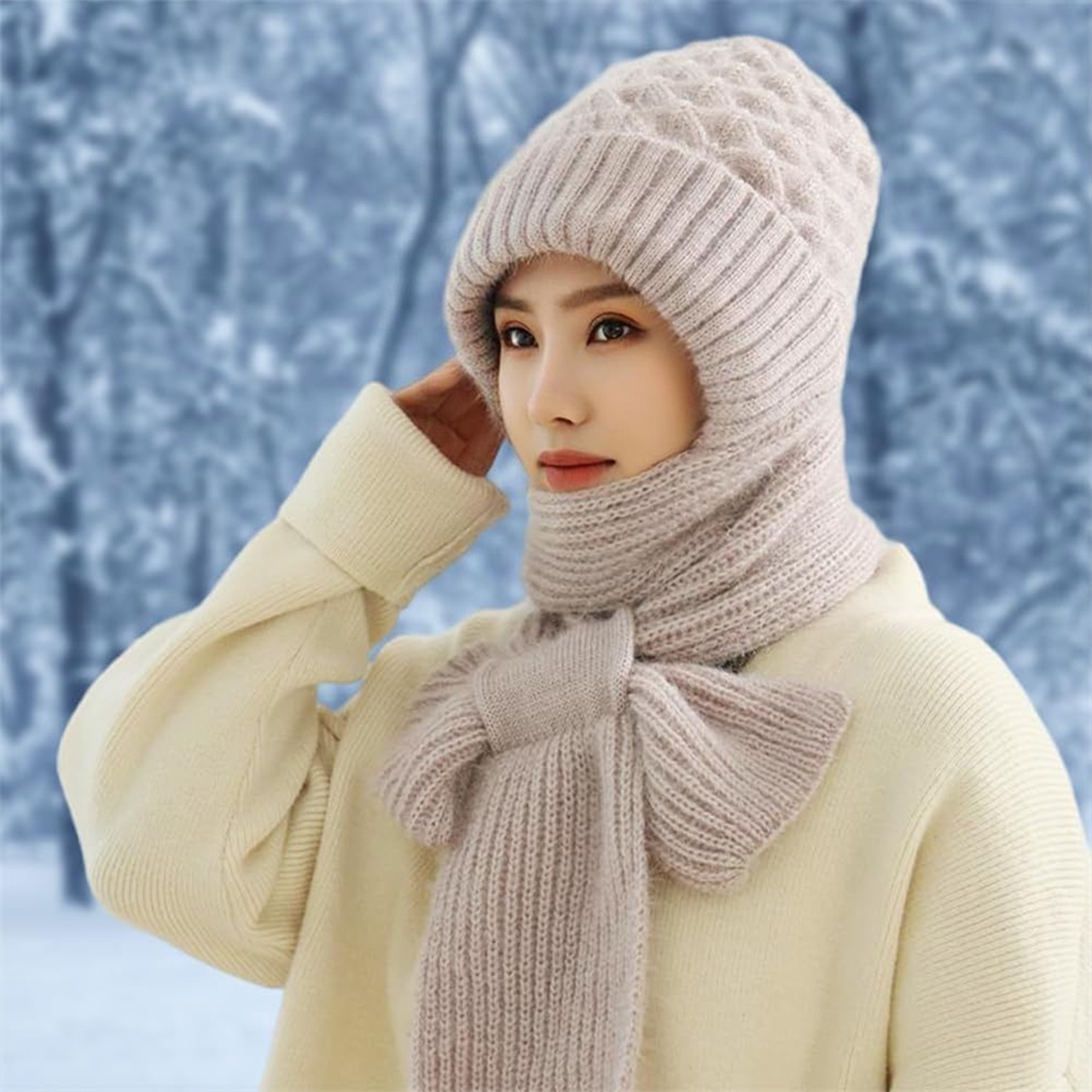 CapScarf, cappello invernale da donna con sciarpa cucita - Image 5