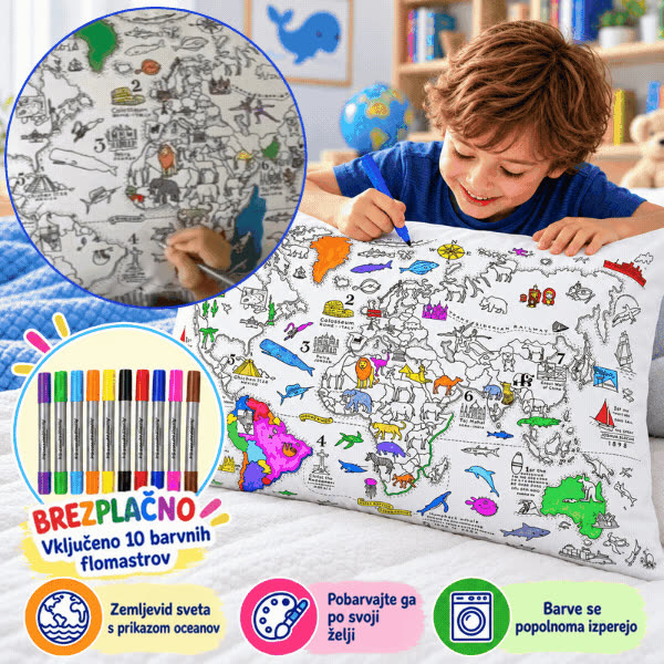 Colora il tuo cuscino – Mappa del mondo, ColoringPillow - video