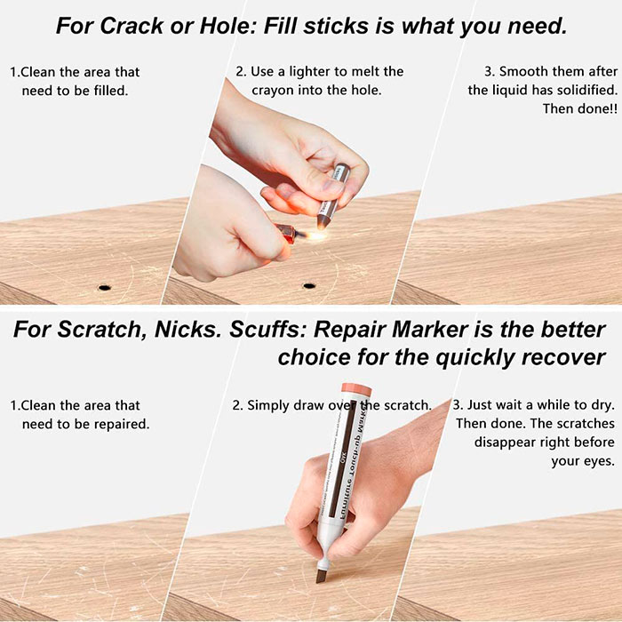 FurnitureMarkers, kit per la riparazione di graffi e rigature - Image 5