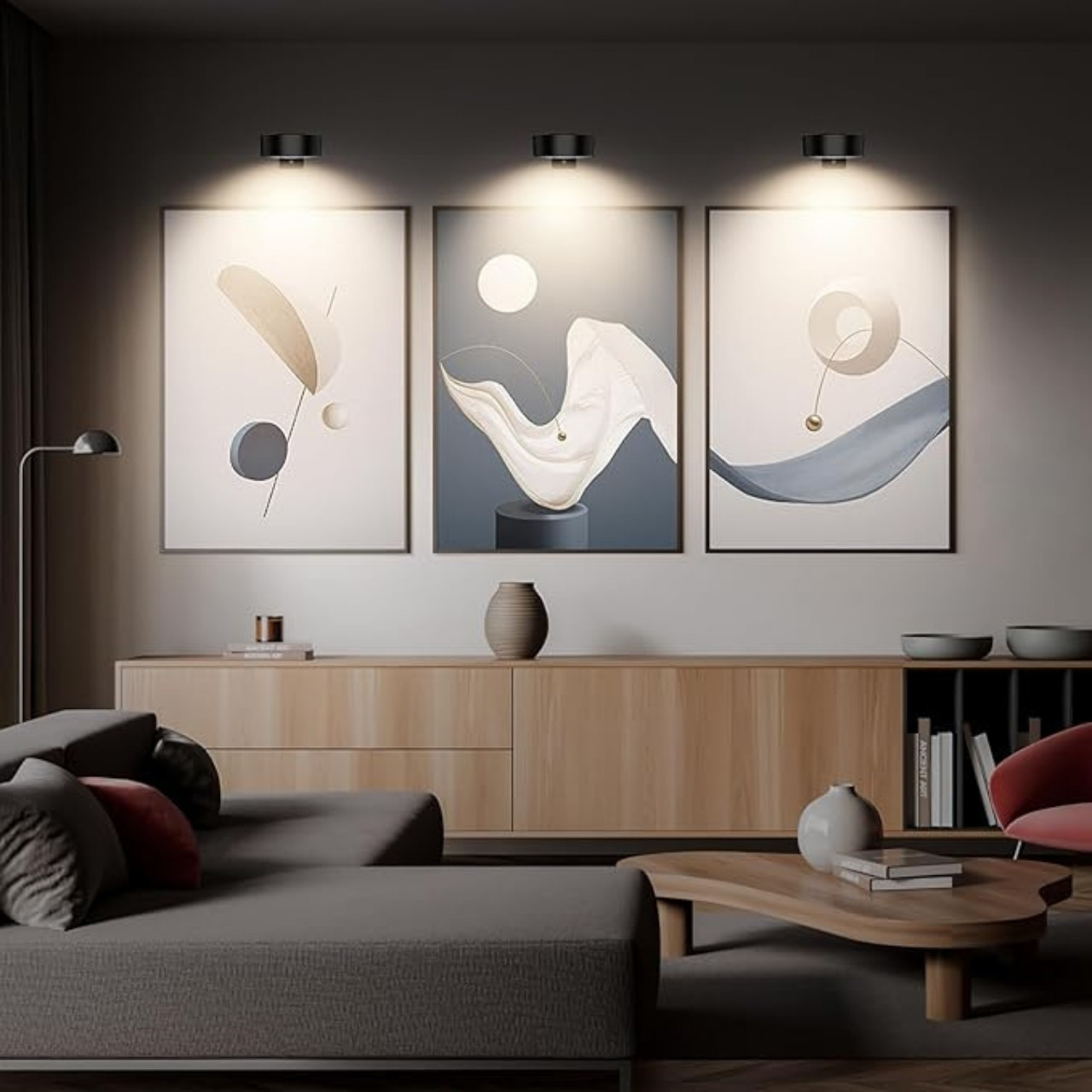 La staffa della lampada è installata utilizzando un design autoadesivo, e con il sistema magnetico, la lampada può essere montata sulla staffa in pochi secondi - senza danneggiare la cornice o il muro.