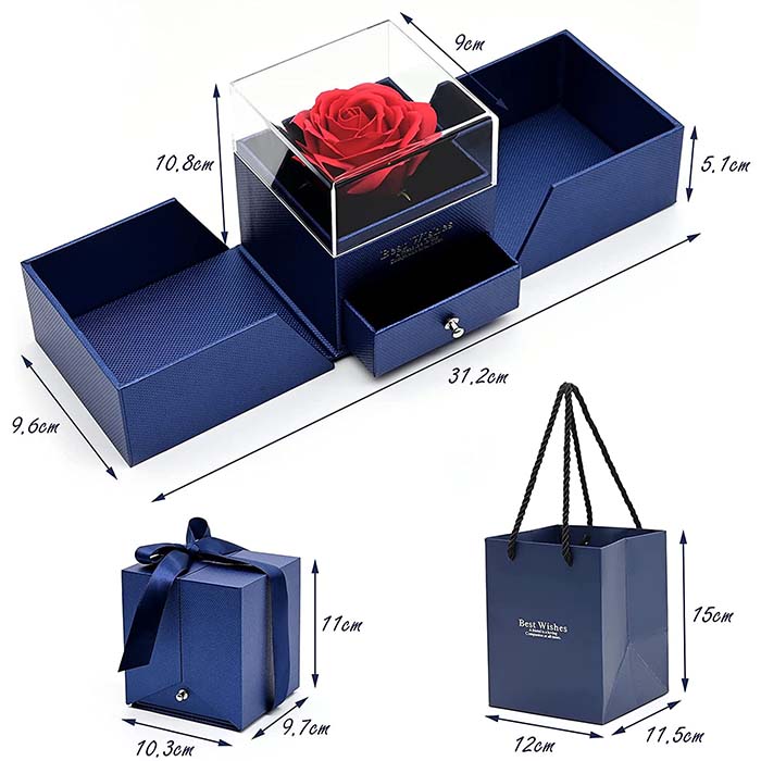 GiftBox, collana con scatola regalo e bellissima rosa artificiale - Image 7