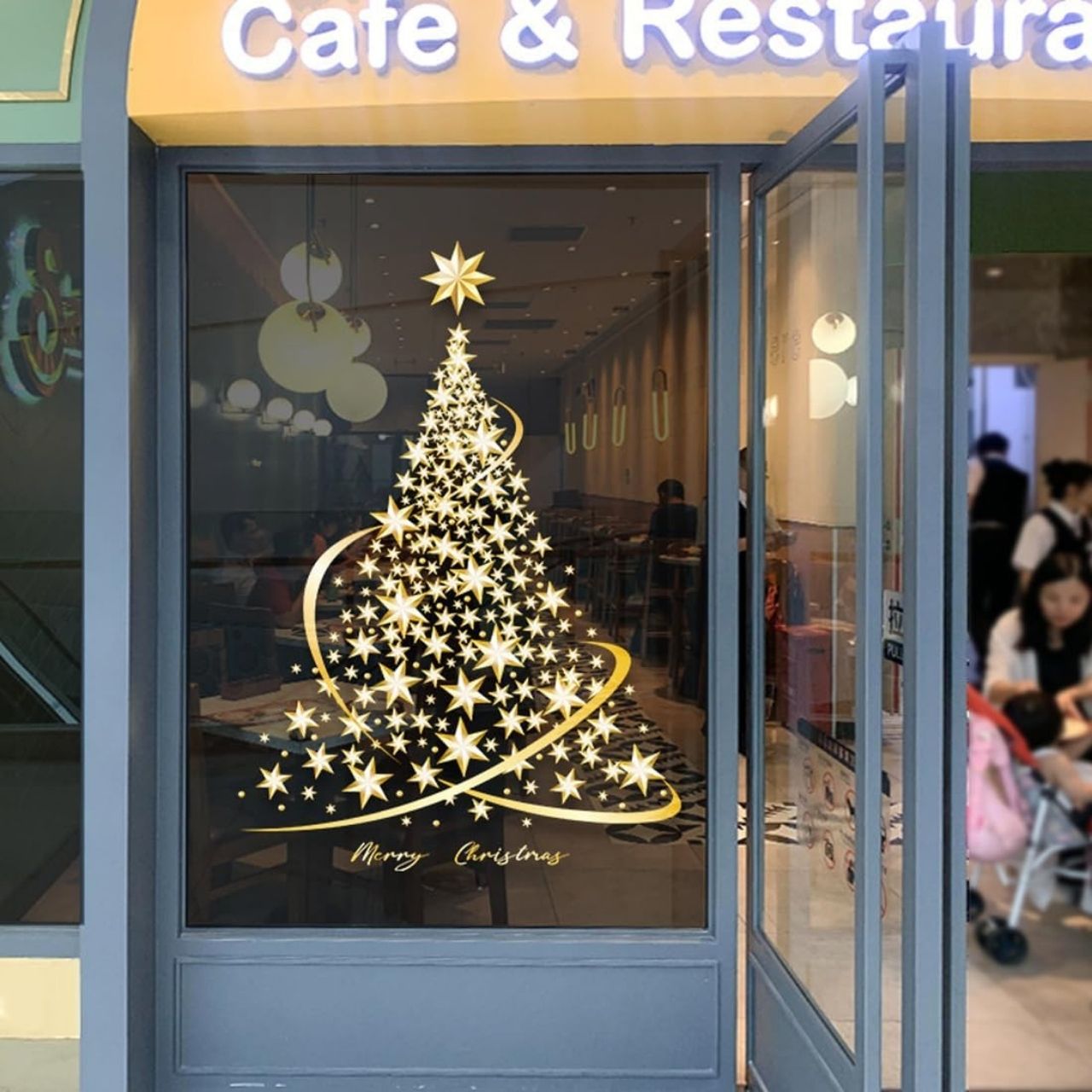 GoldenTree, adesivi per finestre di Natale in oro (2 pezzi) - Image 1
