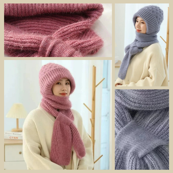 HOTHEAD-ROZ, Sciarpa invernale lavorata a maglia con cappuccio - Image 7