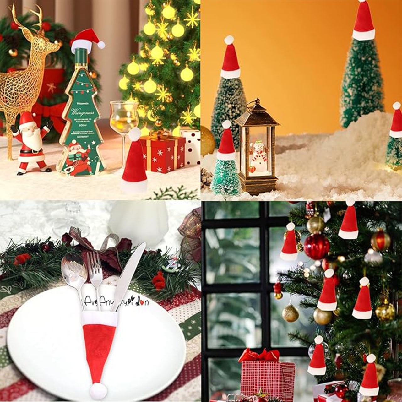 HatBundle, sottopiatto a forma di cappello di Babbo Natale (20 pezzi) e coprisedile festivo (4 pezzi) - Image 1