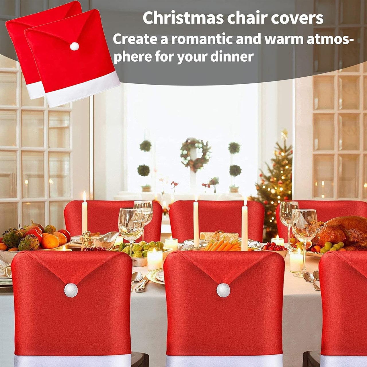 HatBundle, sottopiatto a forma di cappello di Babbo Natale (20 pezzi) e coprisedile festivo (4 pezzi) - Image 2