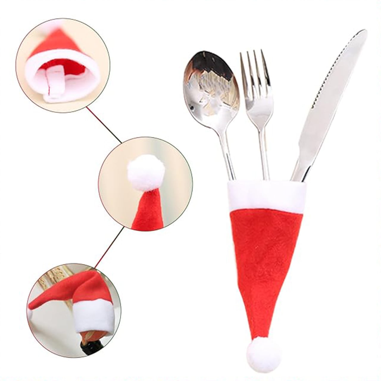 HatBundle, sottopiatto a forma di cappello di Babbo Natale (20 pezzi) e coprisedile festivo (4 pezzi) - Image 7
