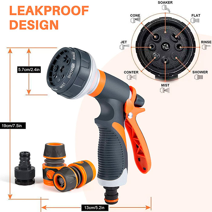 HoseSpray, set con ugello per tubo da giardino, connettore per tubo e pistola per innaffiare - Image 2