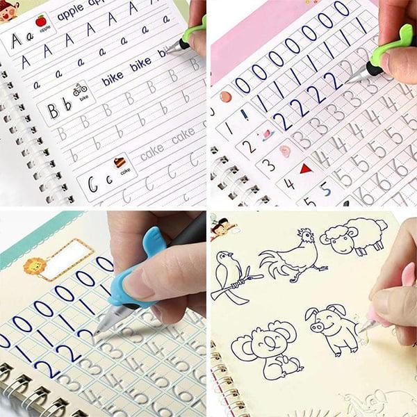 KidBook, set di 4 quaderni per scrivere e disegnare con la penna magica, che svanisce automaticamente quando è asciutta - Image 3
