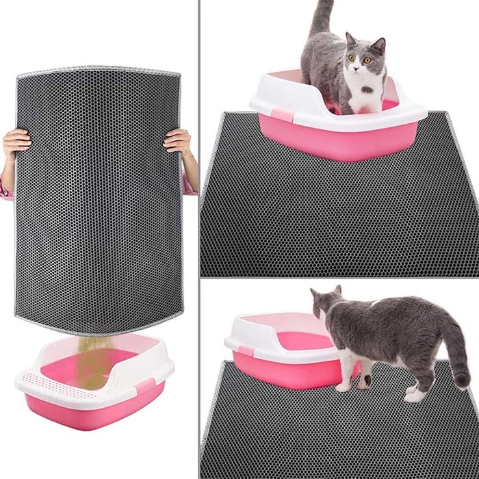 Il tappetino antiscivolo per la lettiera per gatti è impermeabile.