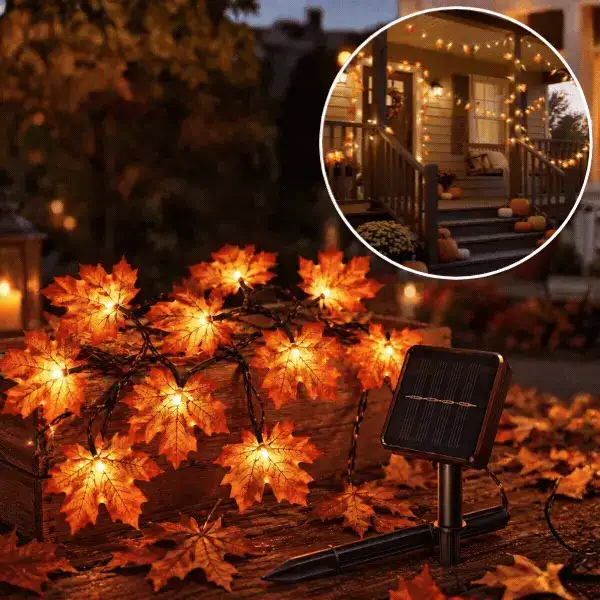 Catena luminosa LED solare con foglie autunnali, MapleLeaf - Image 1