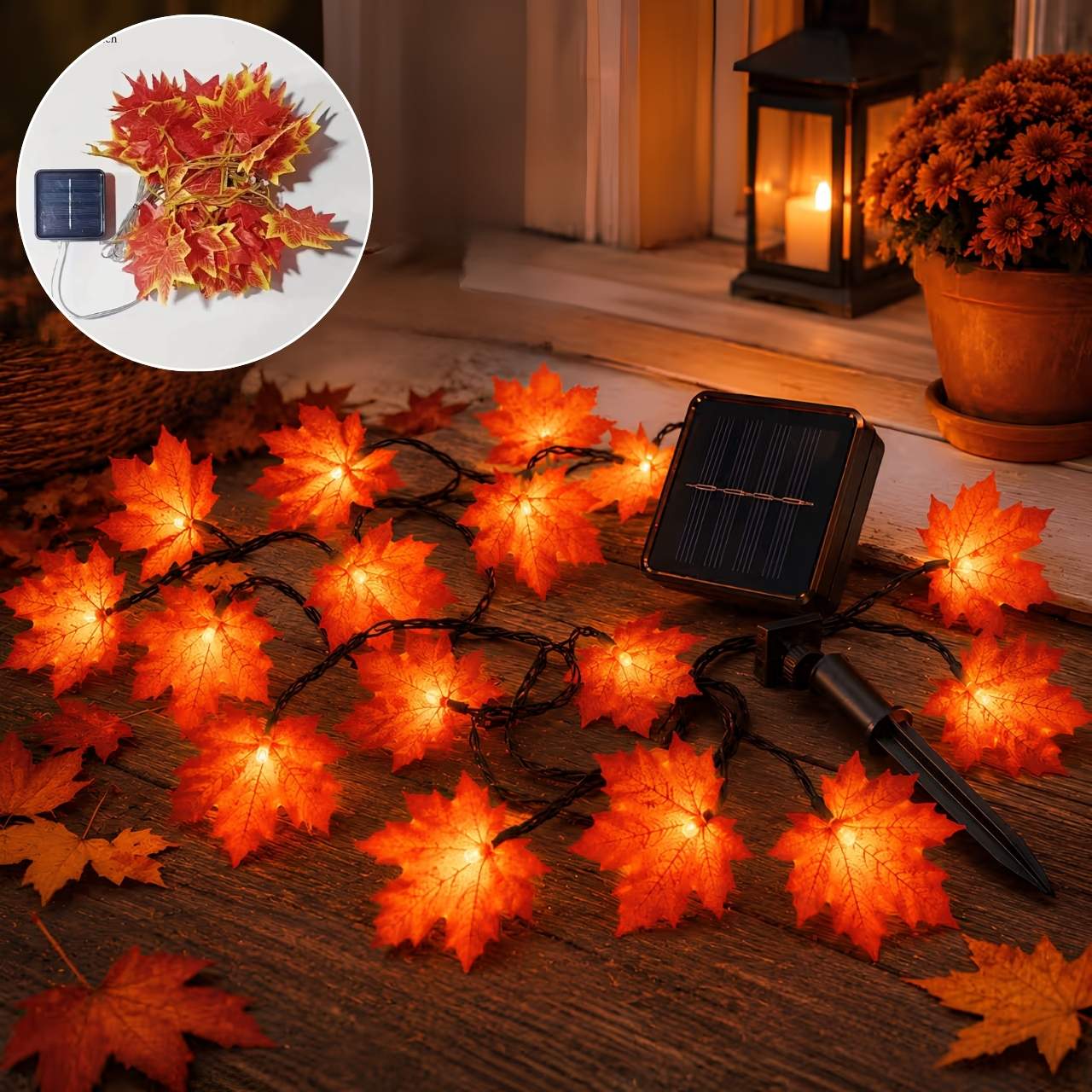 Catena luminosa LED solare con foglie autunnali, MapleLeaf - Image 5