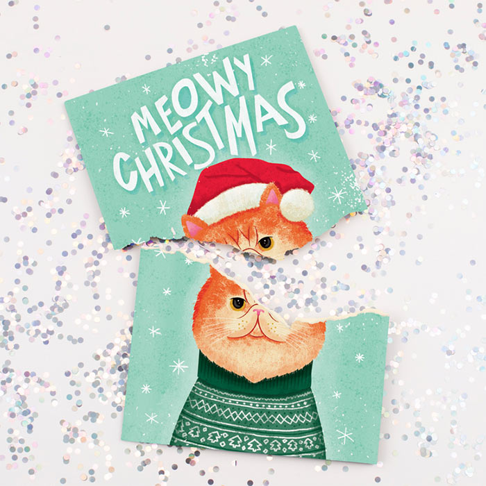 MeowCard, una divertente cartolina di Natale con un gatto - Image 4