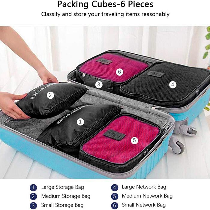 PackingBags, organizzatori da viaggio per ordine in valigia e zaino (6 pezzi) - Image 3