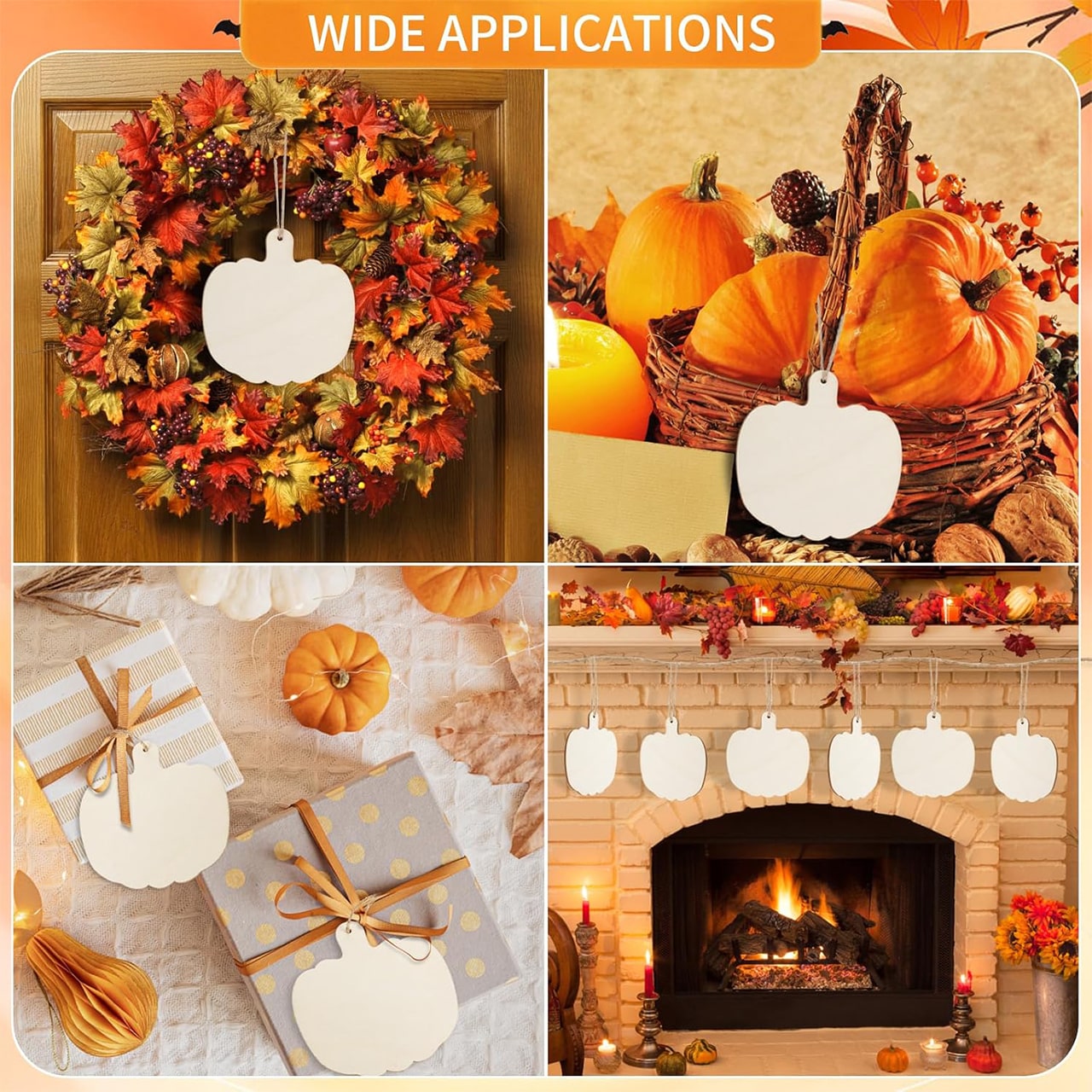 Pumpkins, piastrelle di legno a forma di zucche per creare le tue (10 pezzi) - Image 3