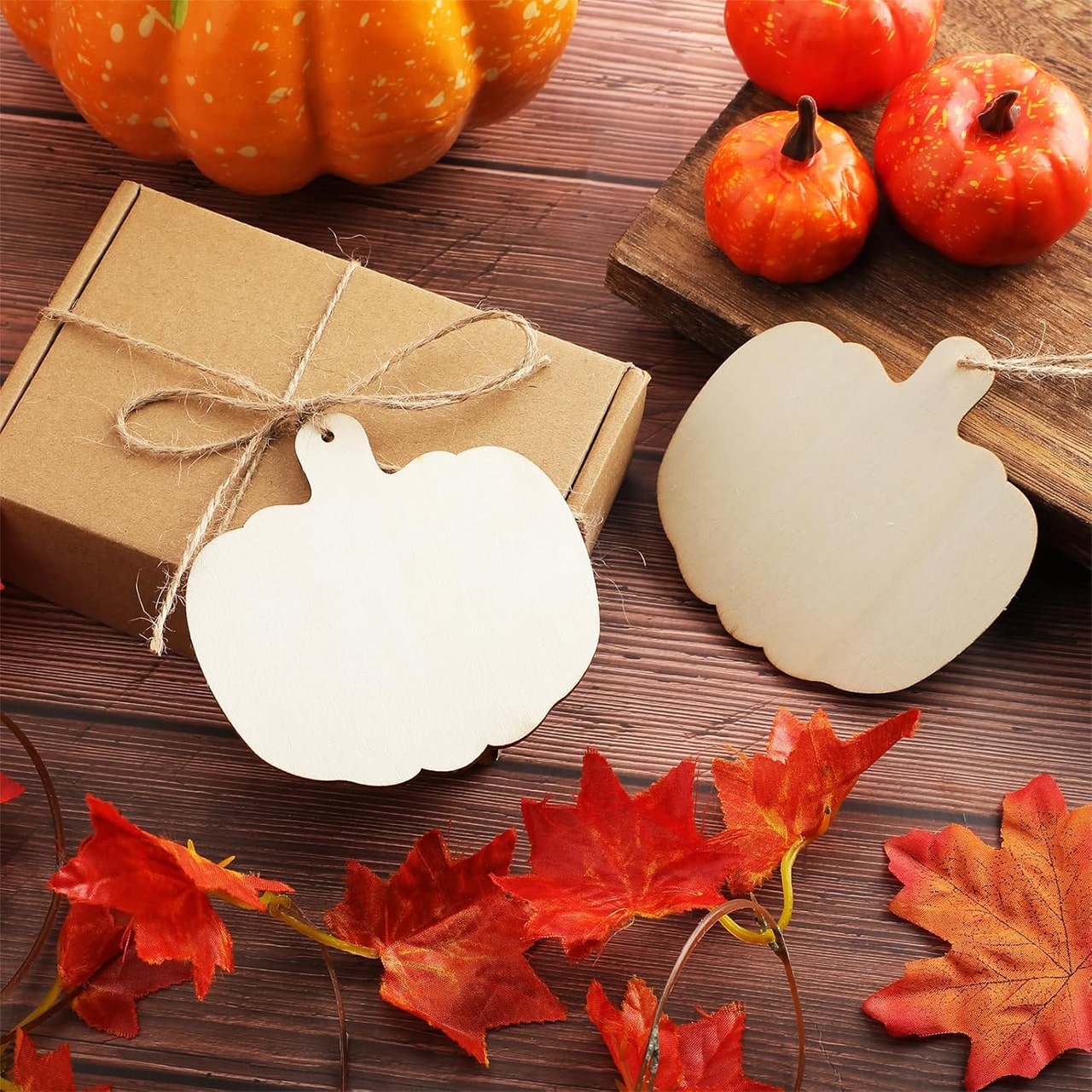Pumpkins, piastrelle di legno a forma di zucche per creare le tue (10 pezzi) - Image 5