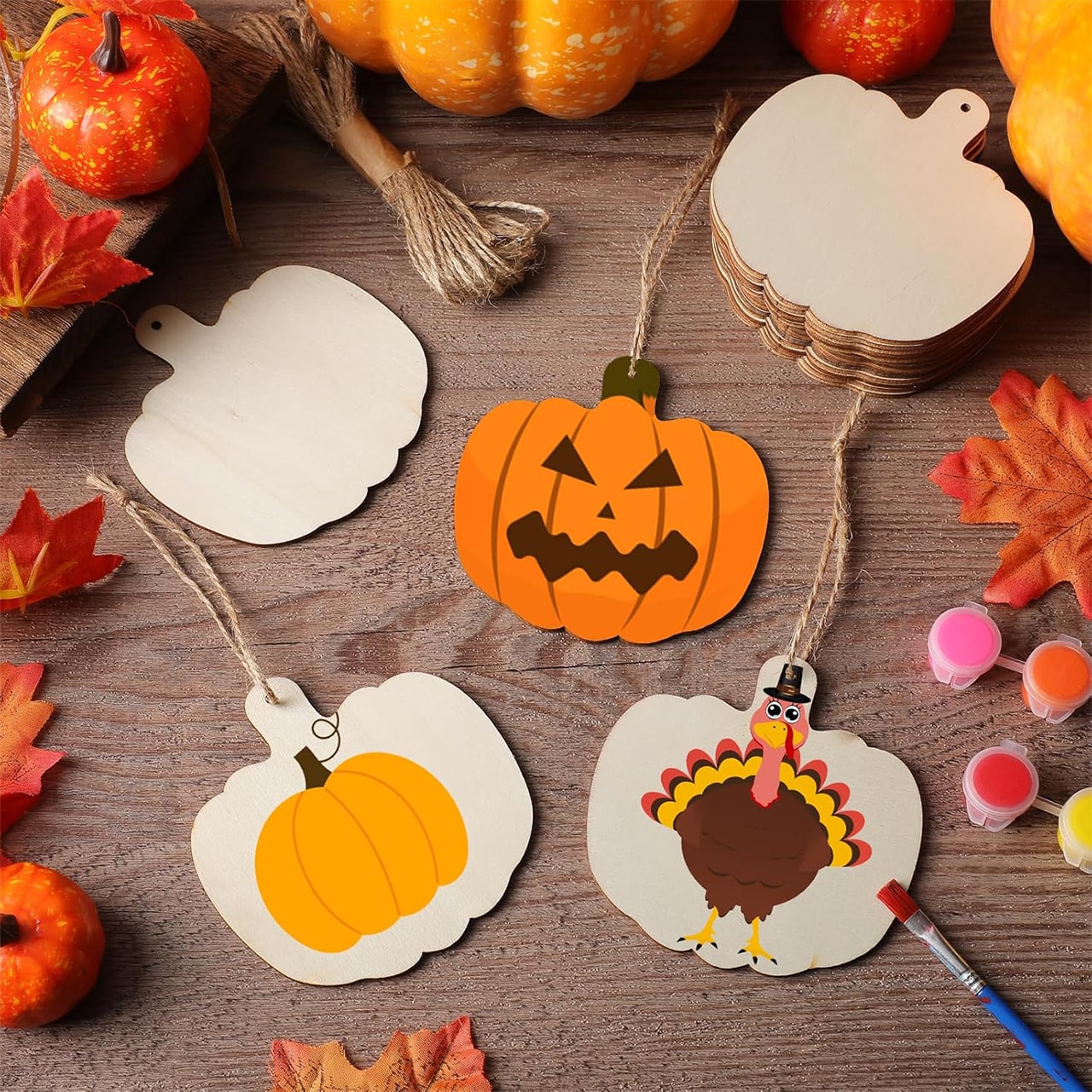 Pumpkins, piastrelle di legno a forma di zucche per creare le tue (10 pezzi) - Image 6