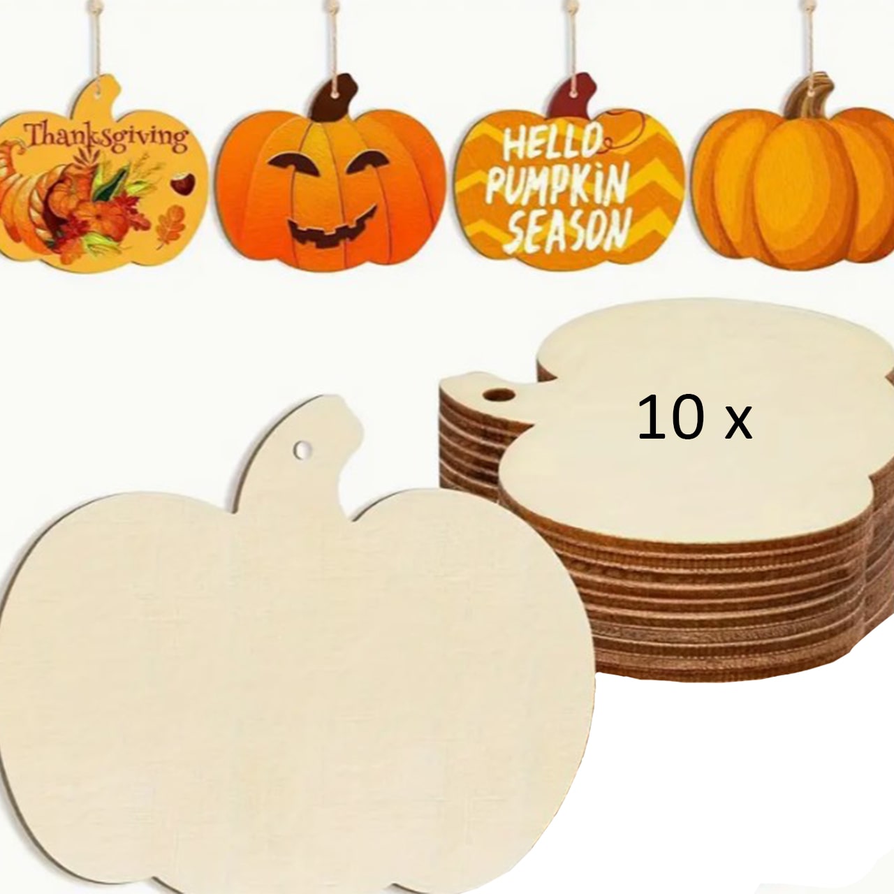 Pumpkins, piastrelle di legno a forma di zucche per creare le tue (10 pezzi) - Image 8