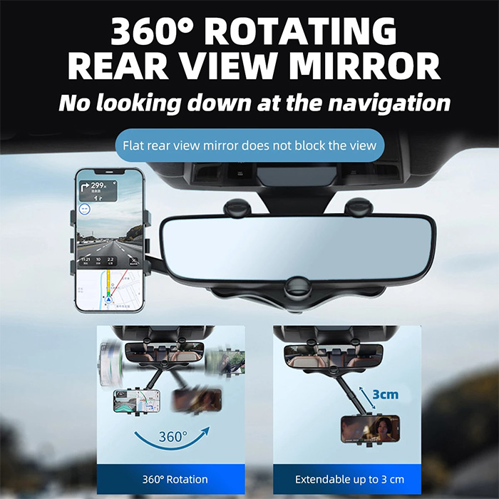 RotatableCarHolder, supporto per telefono a 360 gradi che si monta sullo specchietto retrovisore - Image 9