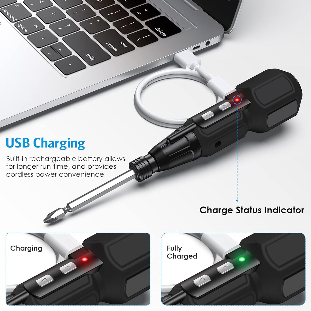 Ricarica tramite cavo USB.