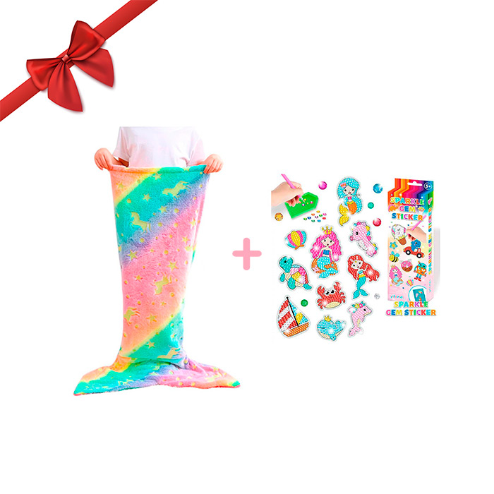 SparkleMermaid, set regalo con una coperta per ragazze e un set di creazione di diamanti e adesivi GRATUITO - Image 2