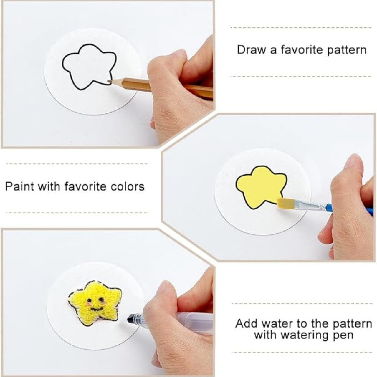 Il set include 15 pezzi di carta in tre forme (cerchio, cuore, rettangolo), quindi le possibilità di disegno sono davvero infinite.